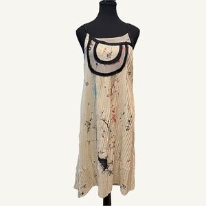 COTÉLAC Abstract Print Asymmetrical Plissé Pleated Dress Size 3 (US L)